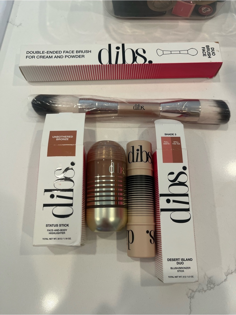 dibs. Double-Ended Face Brush & Face Sticks Set - Neutral Tones